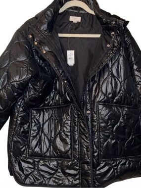 NWT Loft Cozy Light Weight Black Quilted Jacket Sz M